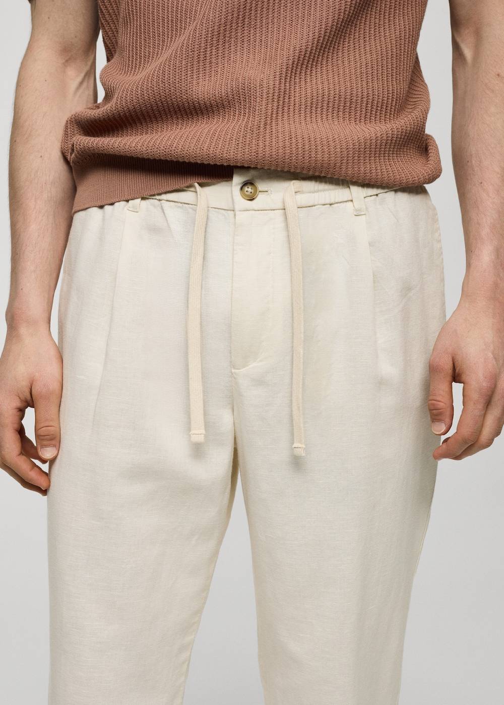 Mango Slim Fit-Leinenhose mit Kordel Günstiger Verkauf