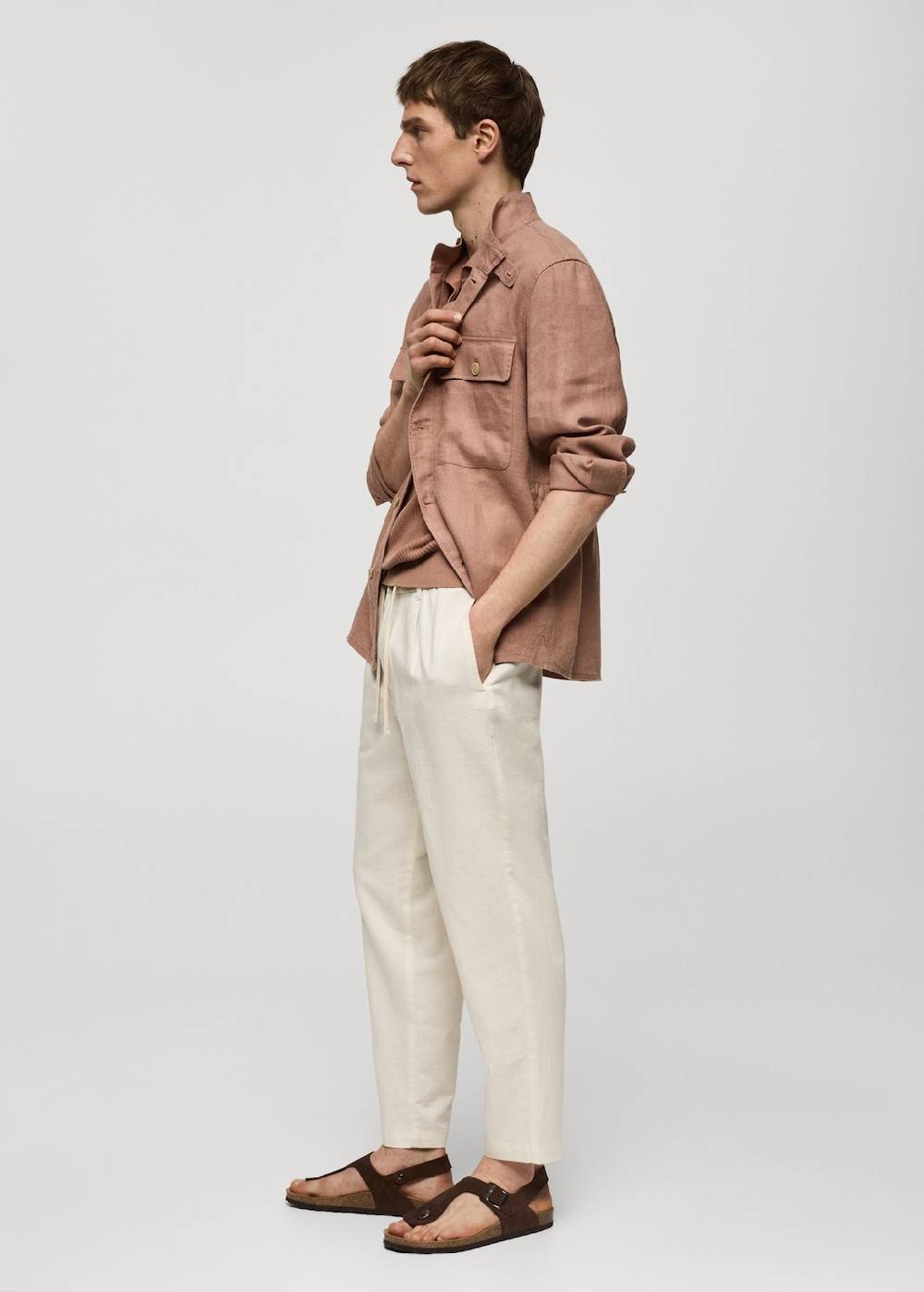 Mango Slim Fit-Leinenhose mit Kordel Günstiger Verkauf