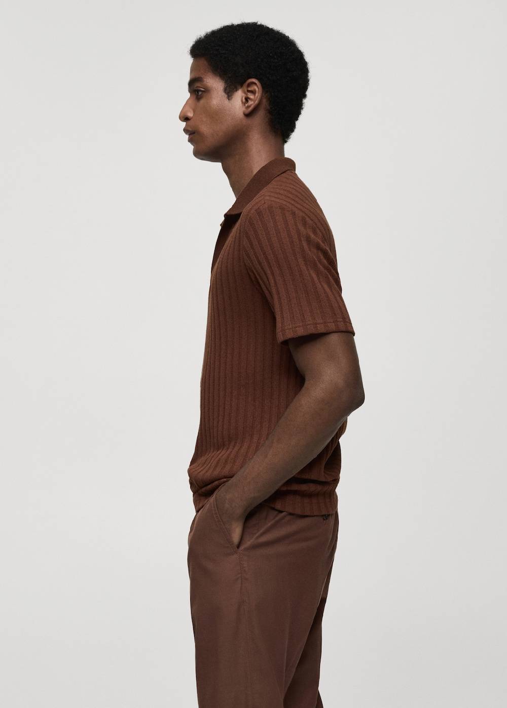 Mango Geripptes Regular-Fit-Poloshirt aus Baumwolle Fabrikverkauf