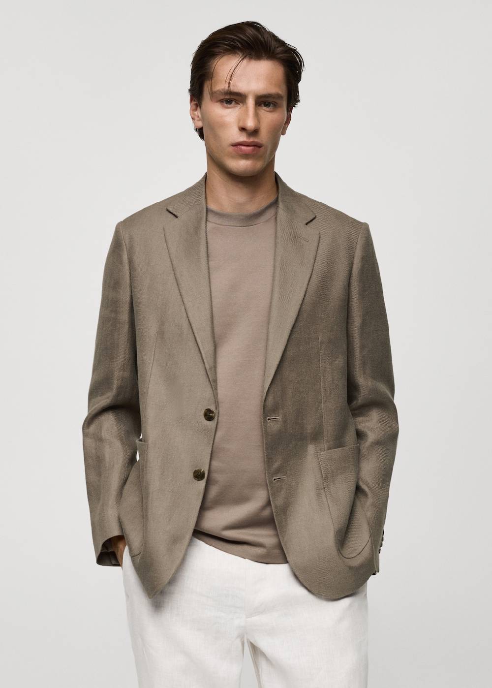 Mango Slim Fit-Blazer aus 100 % Leinen