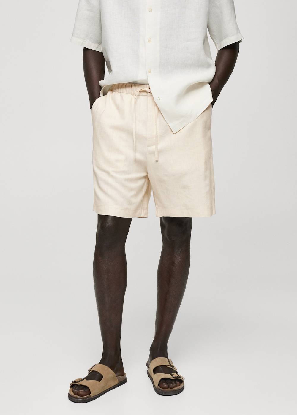 Mango Bermudashorts aus Baumwoll-Leinengemisch mit Kordelzug