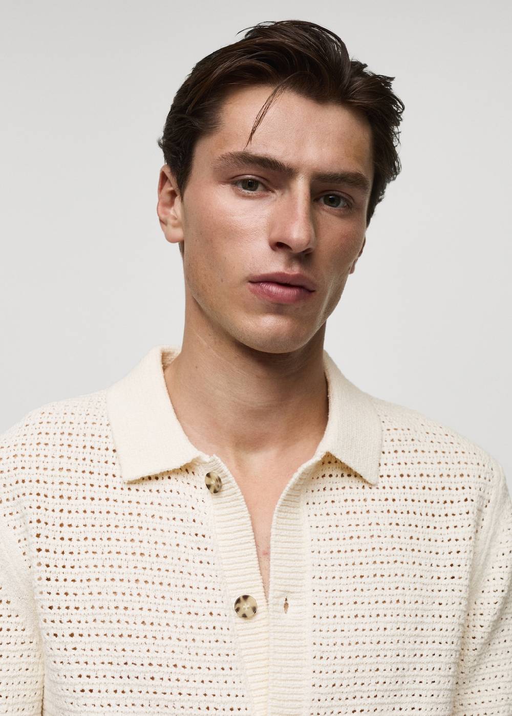 Mango Geknöpftes Strick-Poloshirt mit Lochmuster Flash Sale