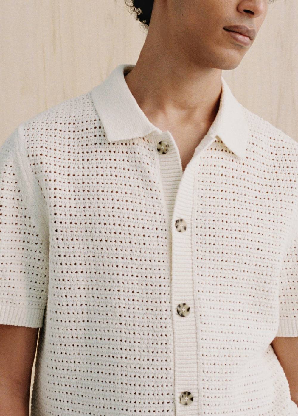 Mango Geknöpftes Strick-Poloshirt mit Lochmuster Flash Sale