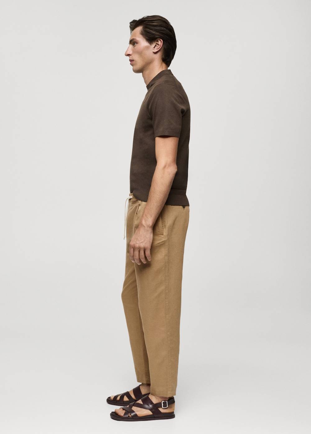 Mango Slim Fit-Leinenhose mit Kordel Begrenztes Angebot