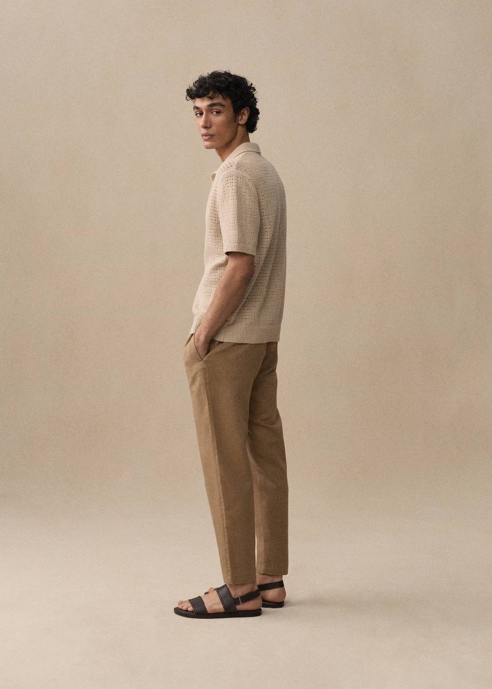 Mango Slim Fit-Leinenhose mit Kordel Begrenztes Angebot