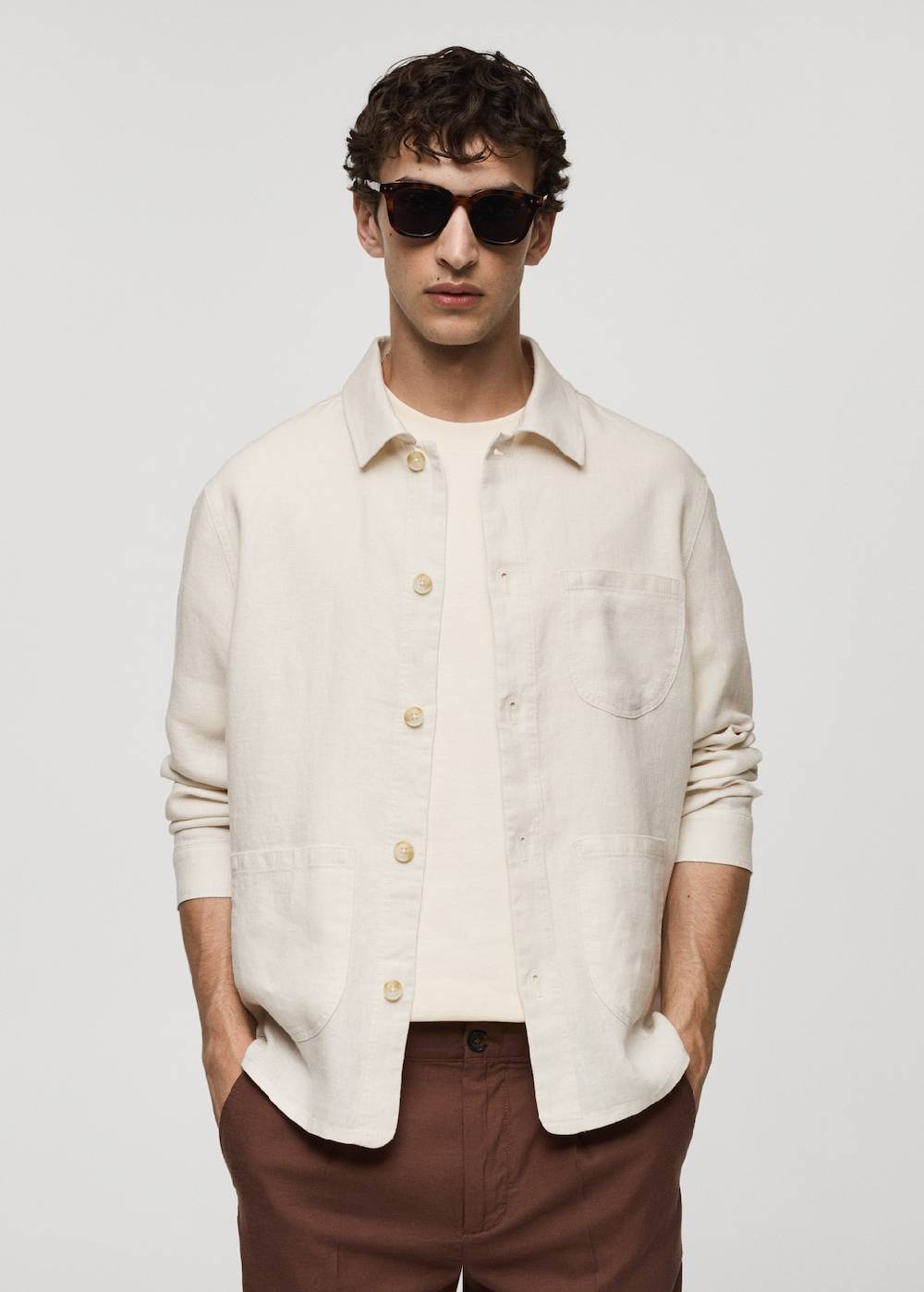 Mango Overshirt mit Taschen aus 100 % Leinen Online Shopping