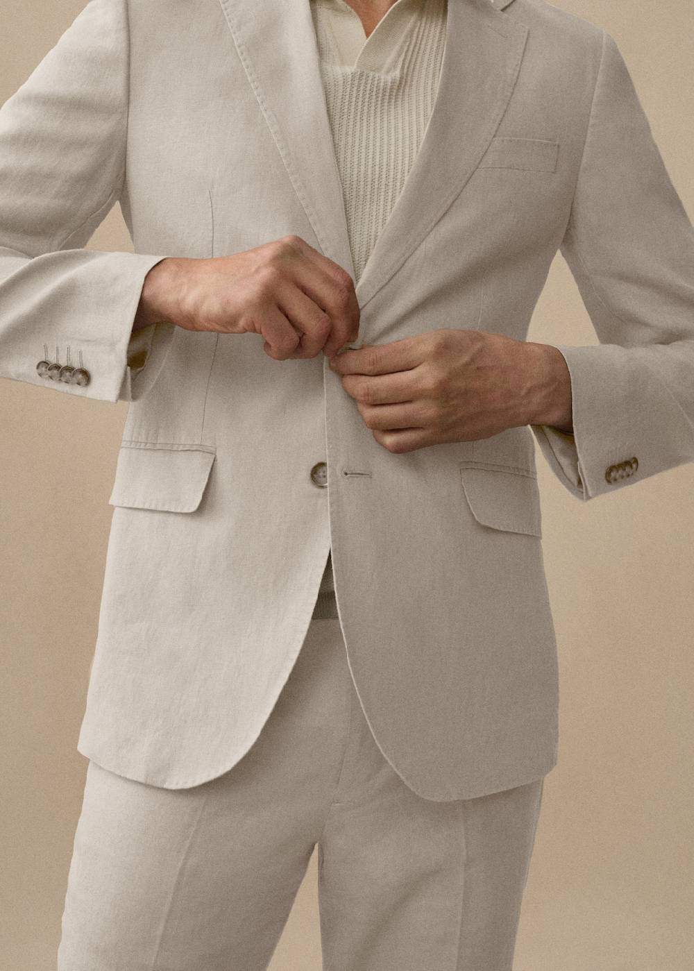 Mango Slim Fit-Anzugjacke aus 100 % Leinen Preisnachlass