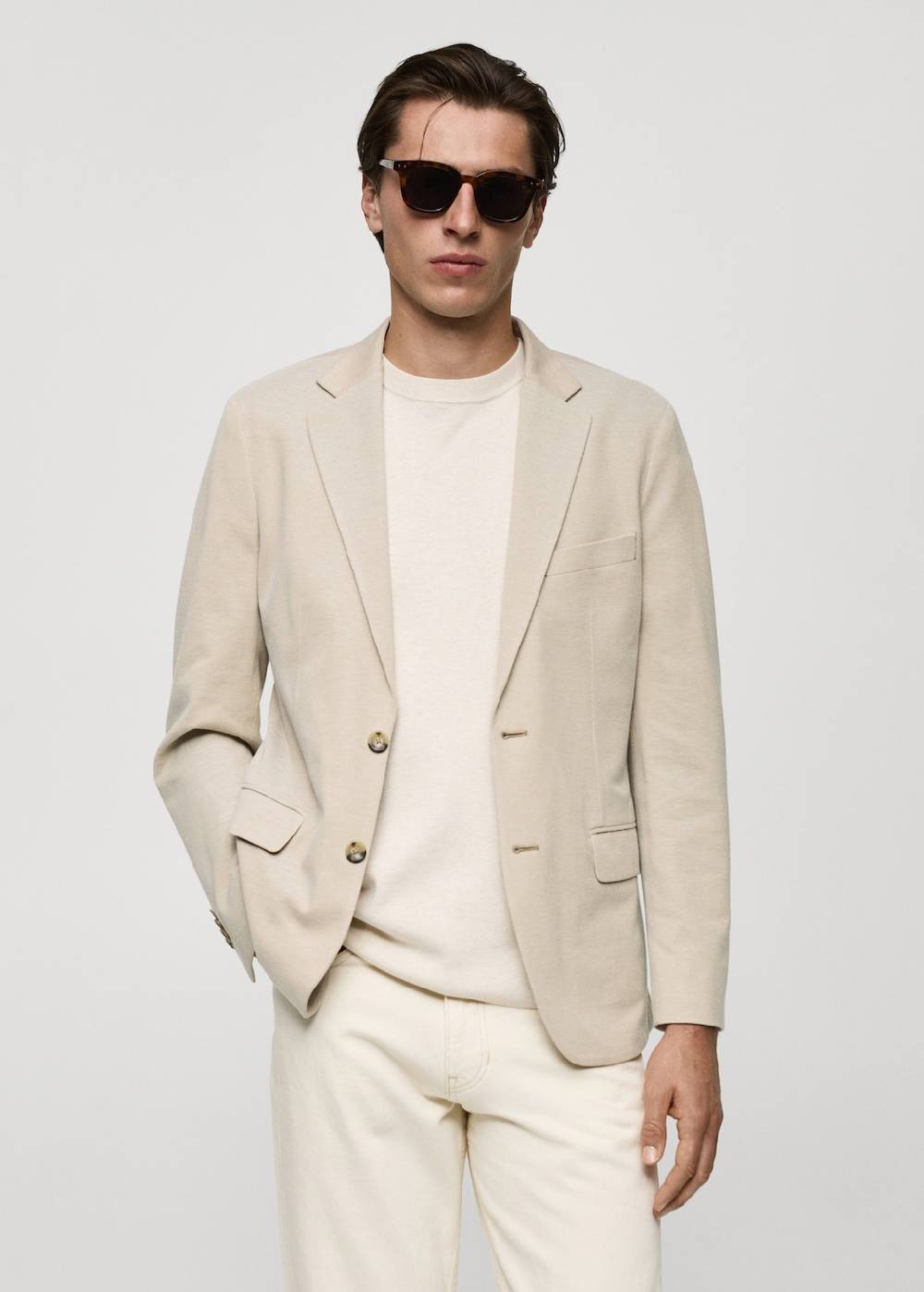 Mango Strukturierter Slim Fit-Baumwollblazer Vatertagsangebot