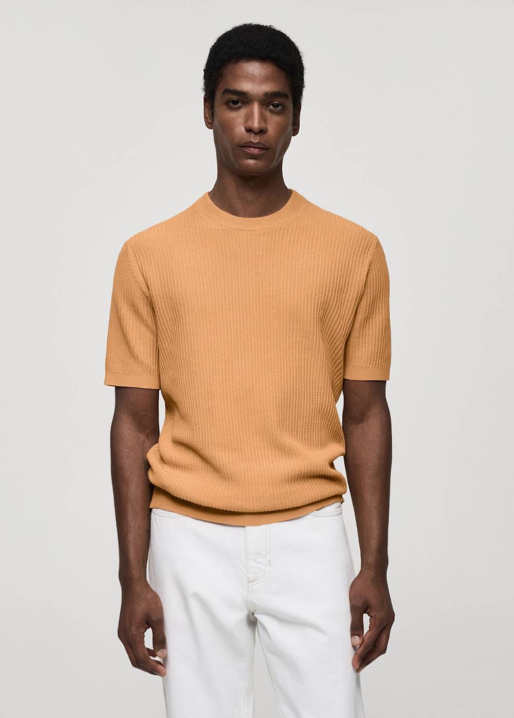 Mango Geripptes Strick-T-Shirt Neueste Mode