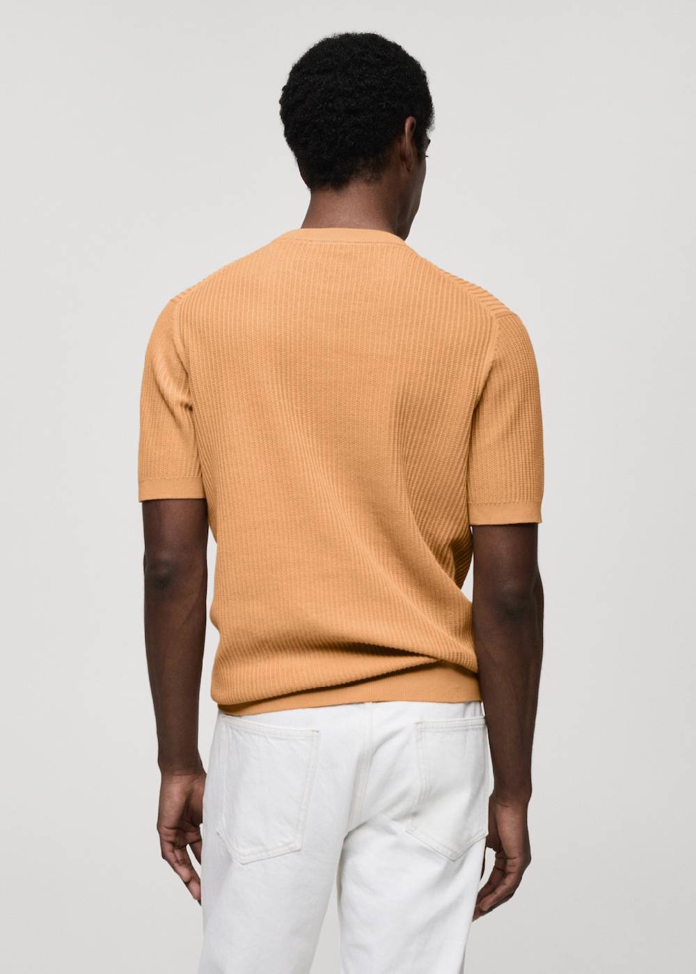 Mango Geripptes Strick-T-Shirt Neueste Mode
