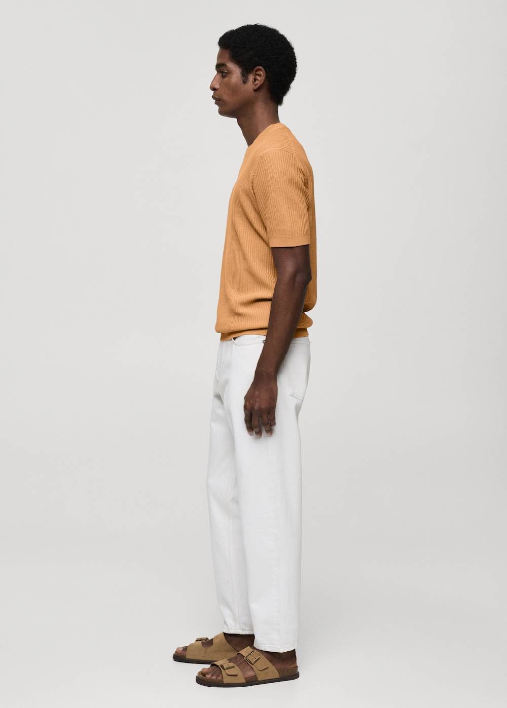 Mango Geripptes Strick-T-Shirt Neueste Mode