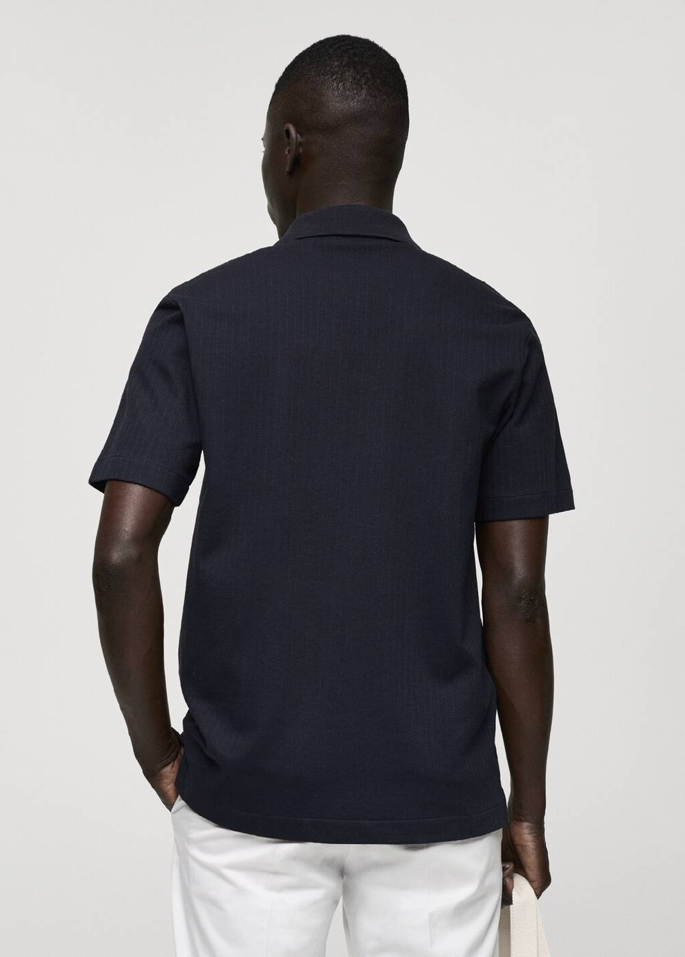 Mango Geripptes Regular-Fit-Poloshirt aus Baumwolle Exklusive Angebote