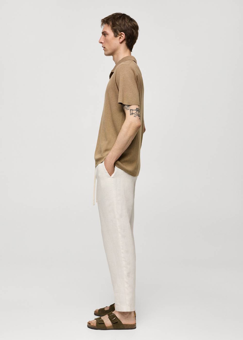 Mango Gestreifte Hose aus 100 % Leinen mit Kordel Saisonale Angebote