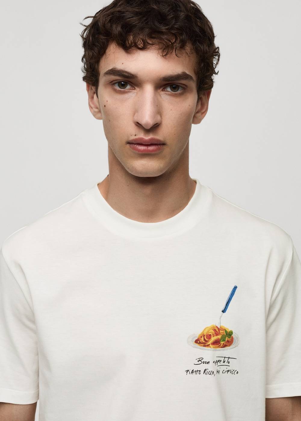 Mango Gemustertes T-Shirt aus 100 % Baumwolle Räumungsverkauf