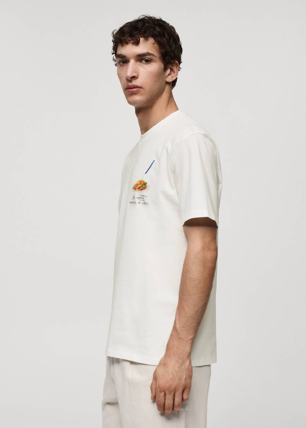 Mango Gemustertes T-Shirt aus 100 % Baumwolle Räumungsverkauf