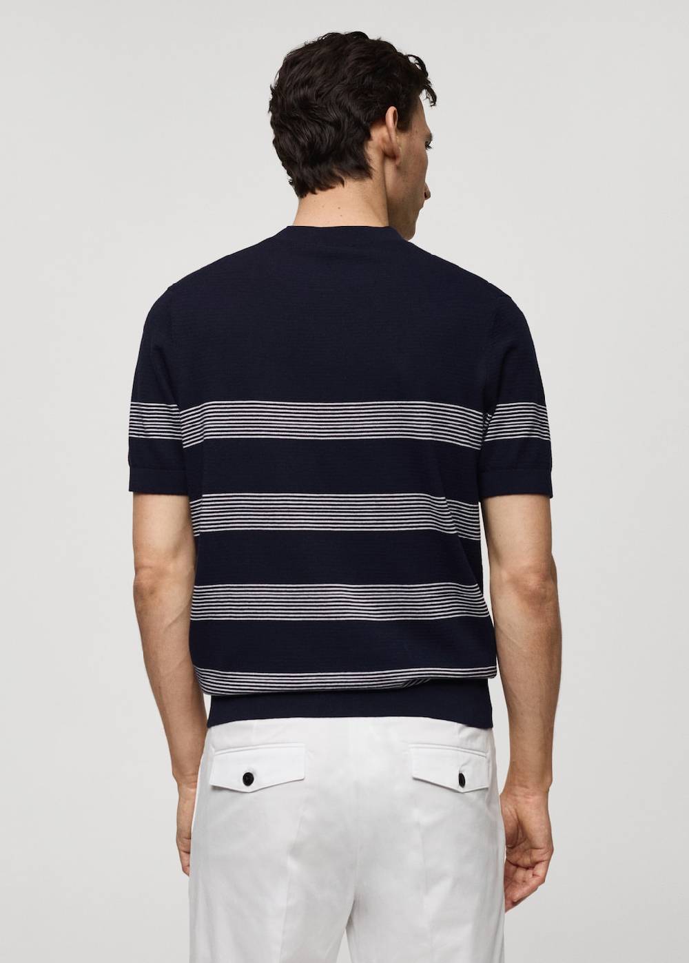 Mango Gestreiftes Strick-T-Shirt aus Baumwolle mit Modal Nur für heute