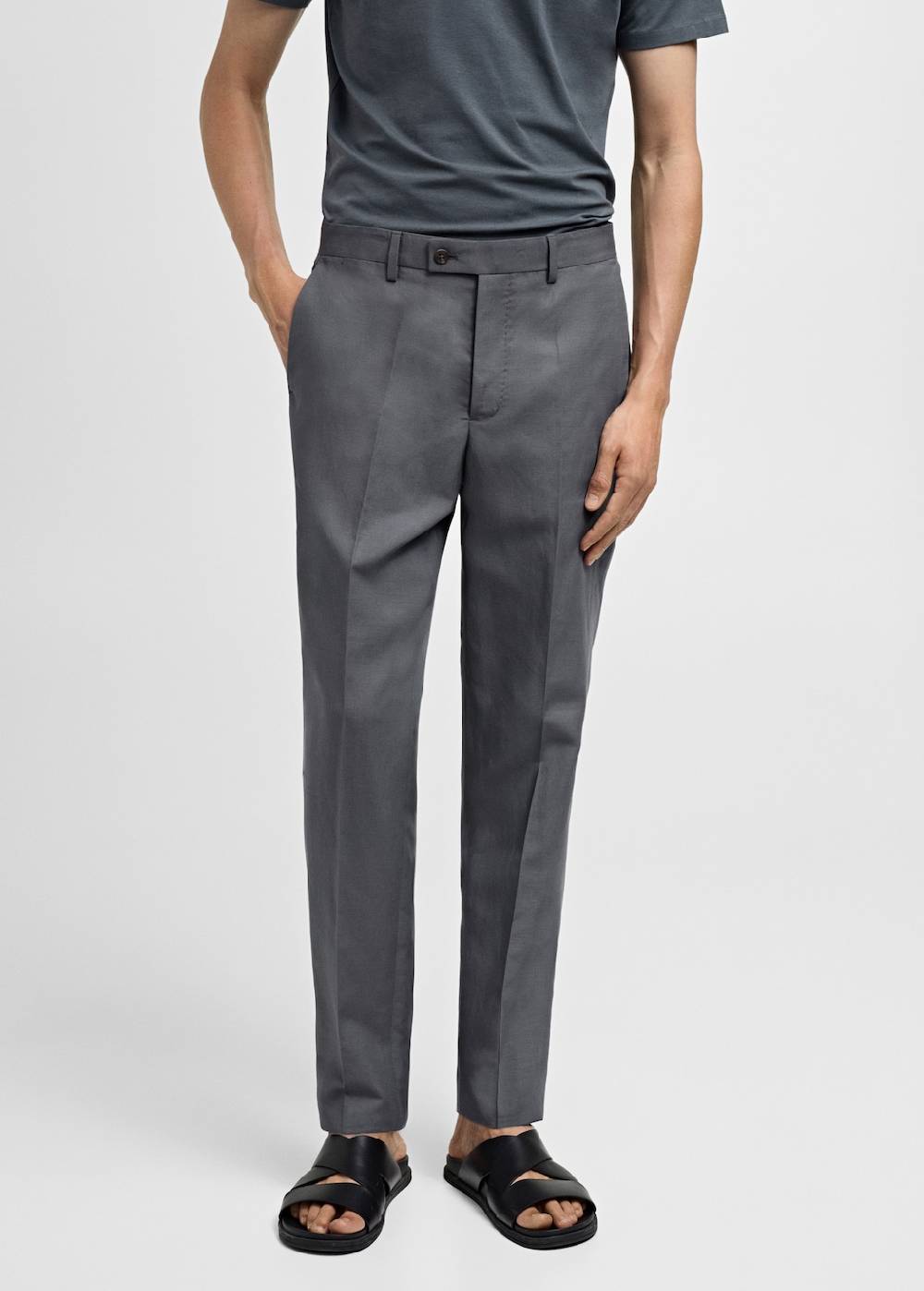 Mango Slim Fit-Anzughose aus Leinenmix
