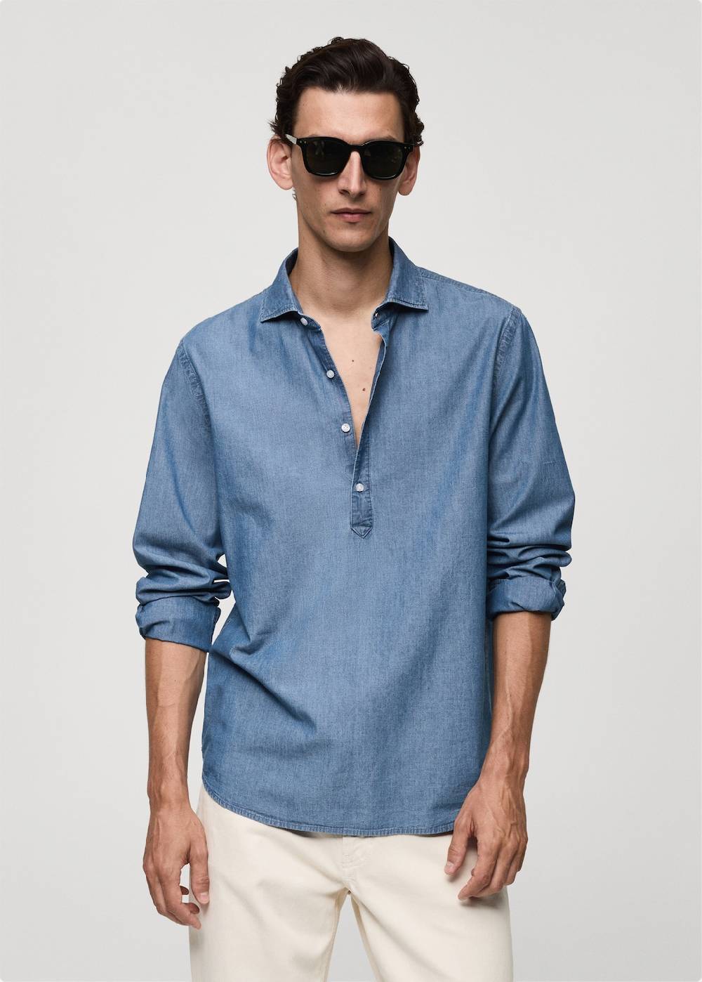 Mango Regular-Fit-Polohemd aus 100 % Baumwoll-Chambray 2025