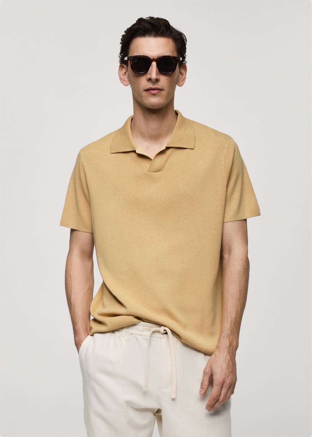 Mango Texturiertes Strick-Poloshirt aus Baumwolle
