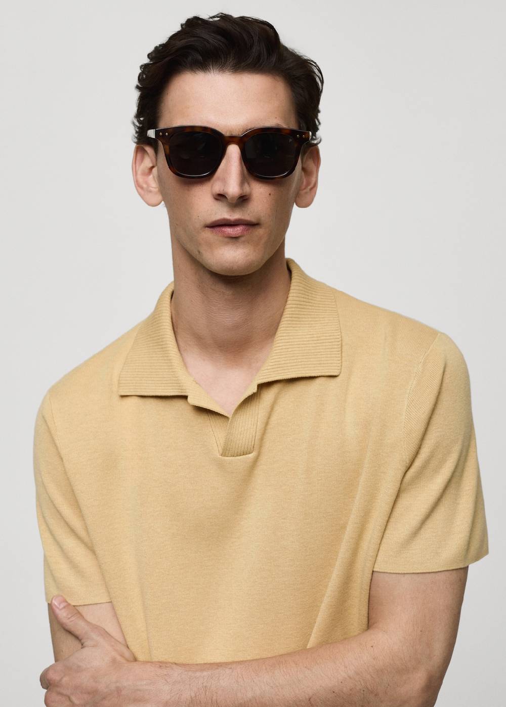 Mango Texturiertes Strick-Poloshirt aus Baumwolle Fabrik Onlineshop