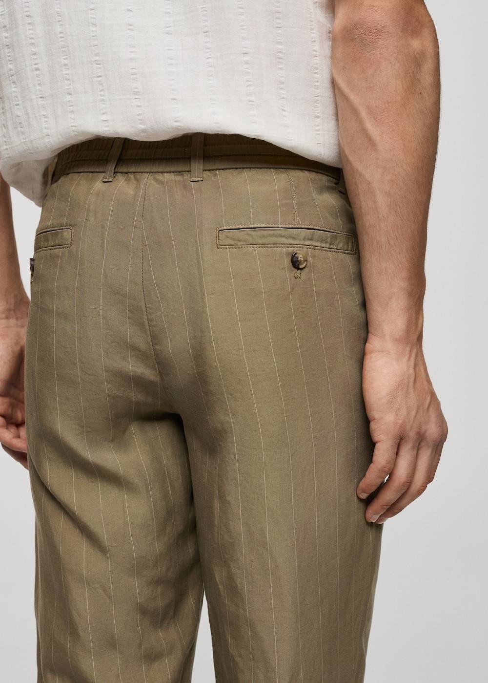 Mango Gestreifte Hose aus Leinengemisch mit Kordelzug Sonderangebot