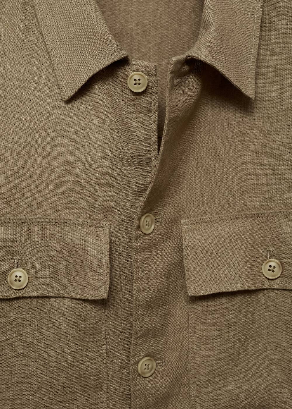 Mango Overshirt mit Taschen aus 100 % Leinen Neuheiten