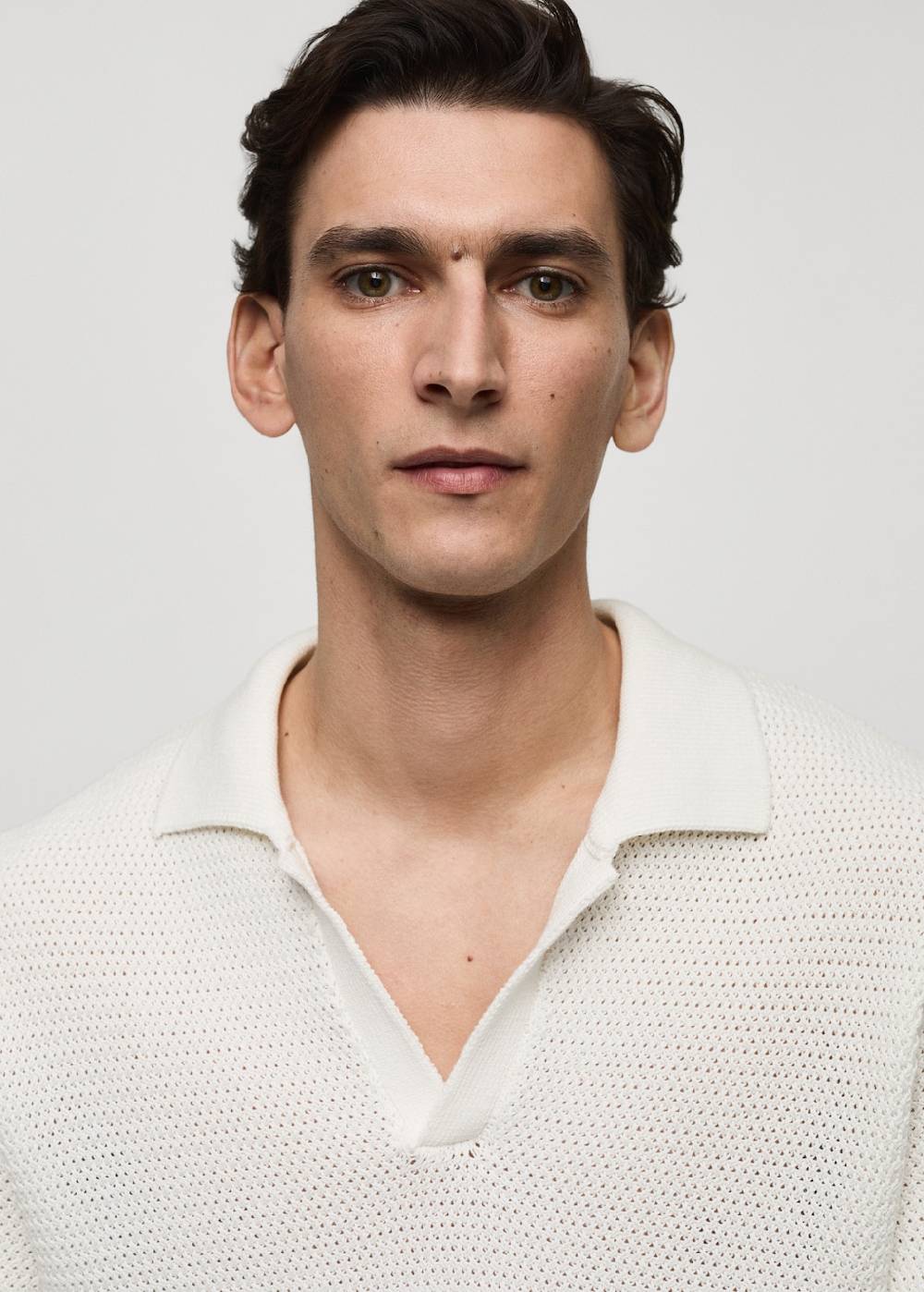 Mango Strick-Poloshirt aus Baumwolle mit Lochmuster Riesige Ersparnisse
