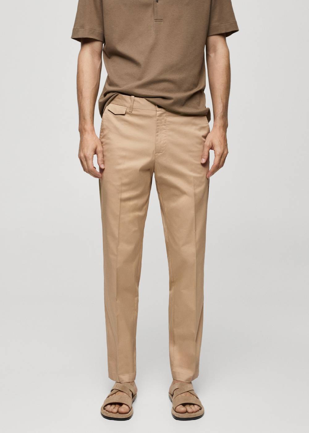 Mango Regular Fit-Baumwollhose mit Struktur
