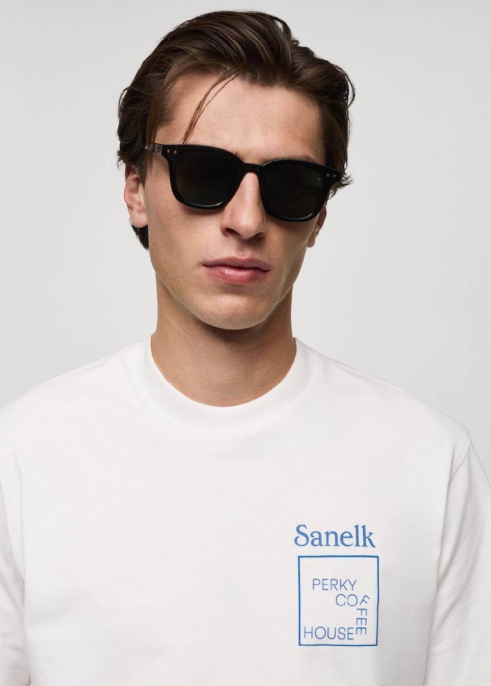 Mango Gemustertes Regular-Fit-T-Shirt aus Baumwolle Clearance-Verkauf