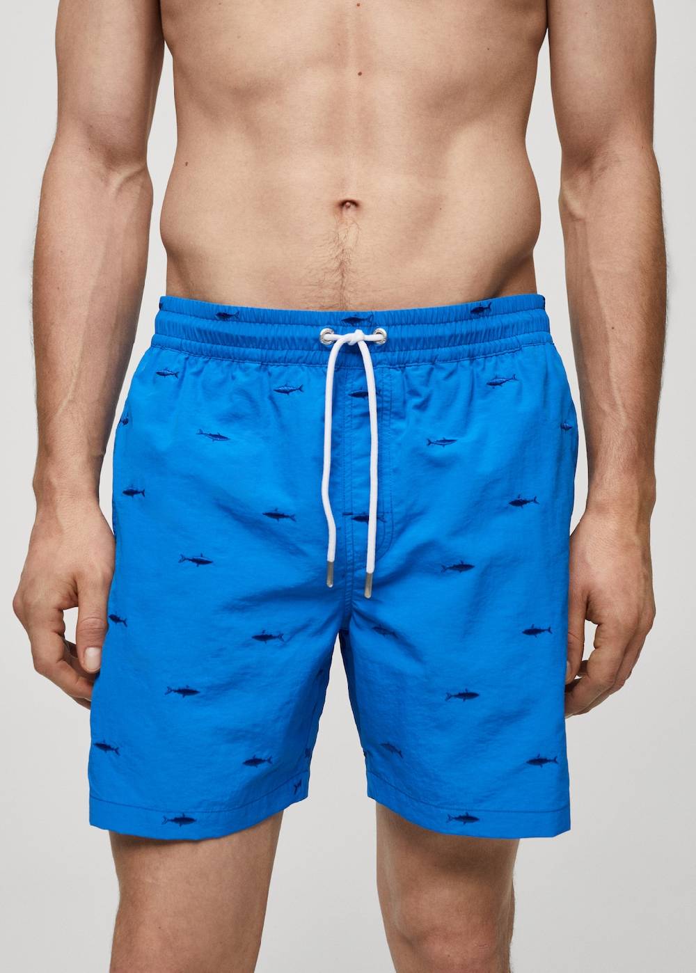 Mango Badeshorts mit Kordelzug und aufgesticktem Fischmotiv Kostenloser Versand international