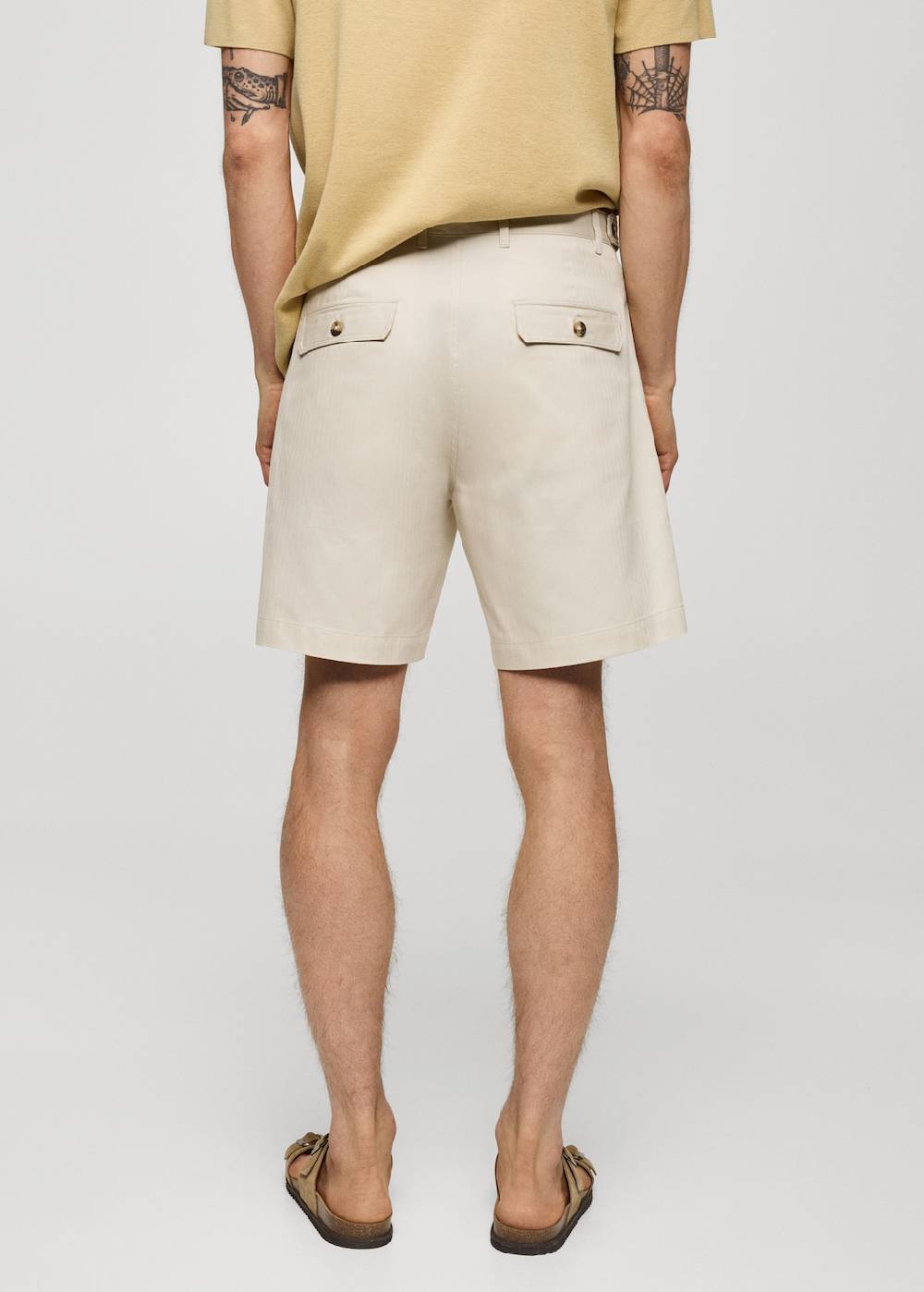 Mango Bermudashorts aus 100 % Baumwolle mit Fischgratmuster Auslauf