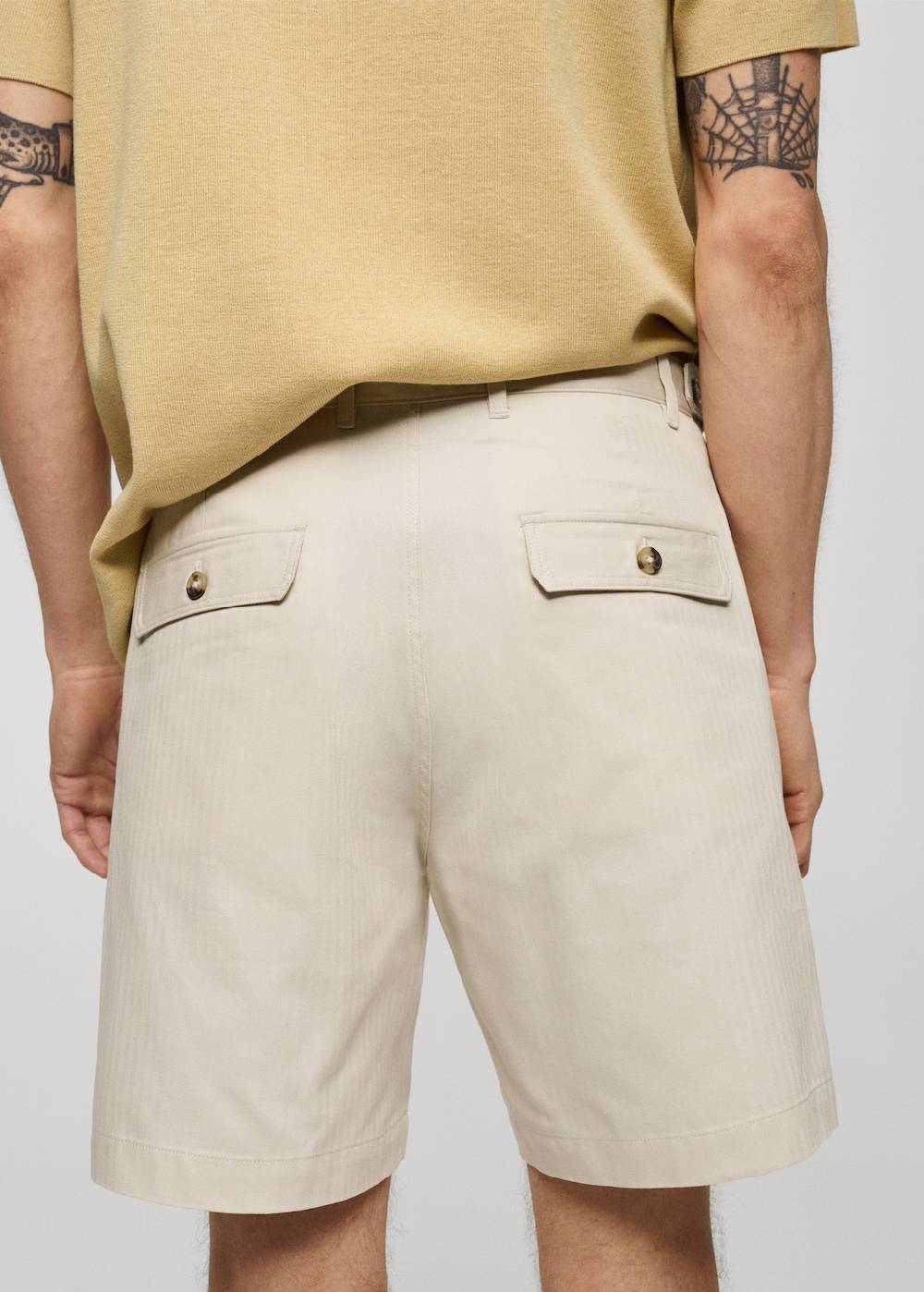 Mango Bermudashorts aus 100 % Baumwolle mit Fischgratmuster Auslauf