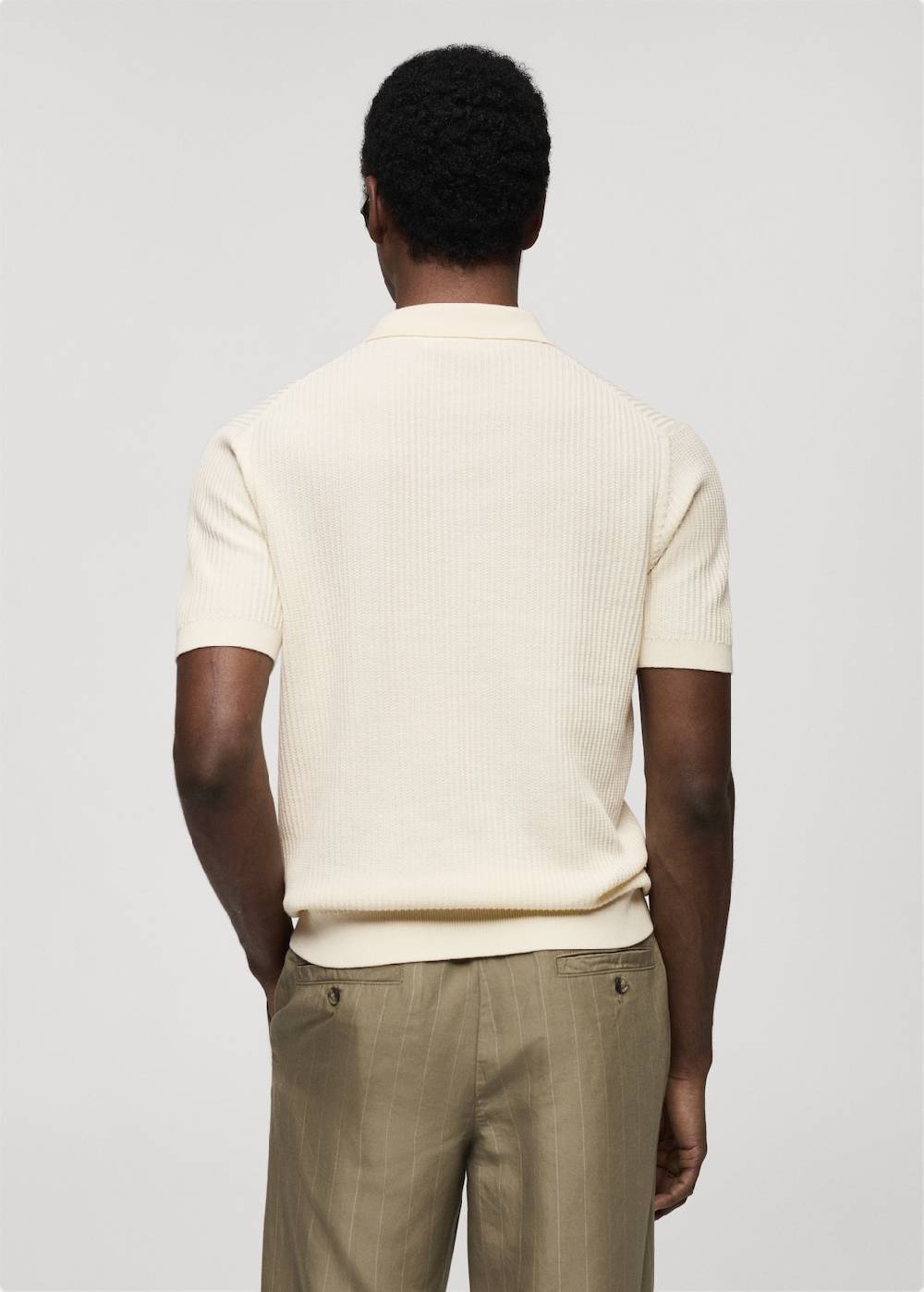 Mango Geripptes Strick-Poloshirt aus Baumwolle Online Shopping