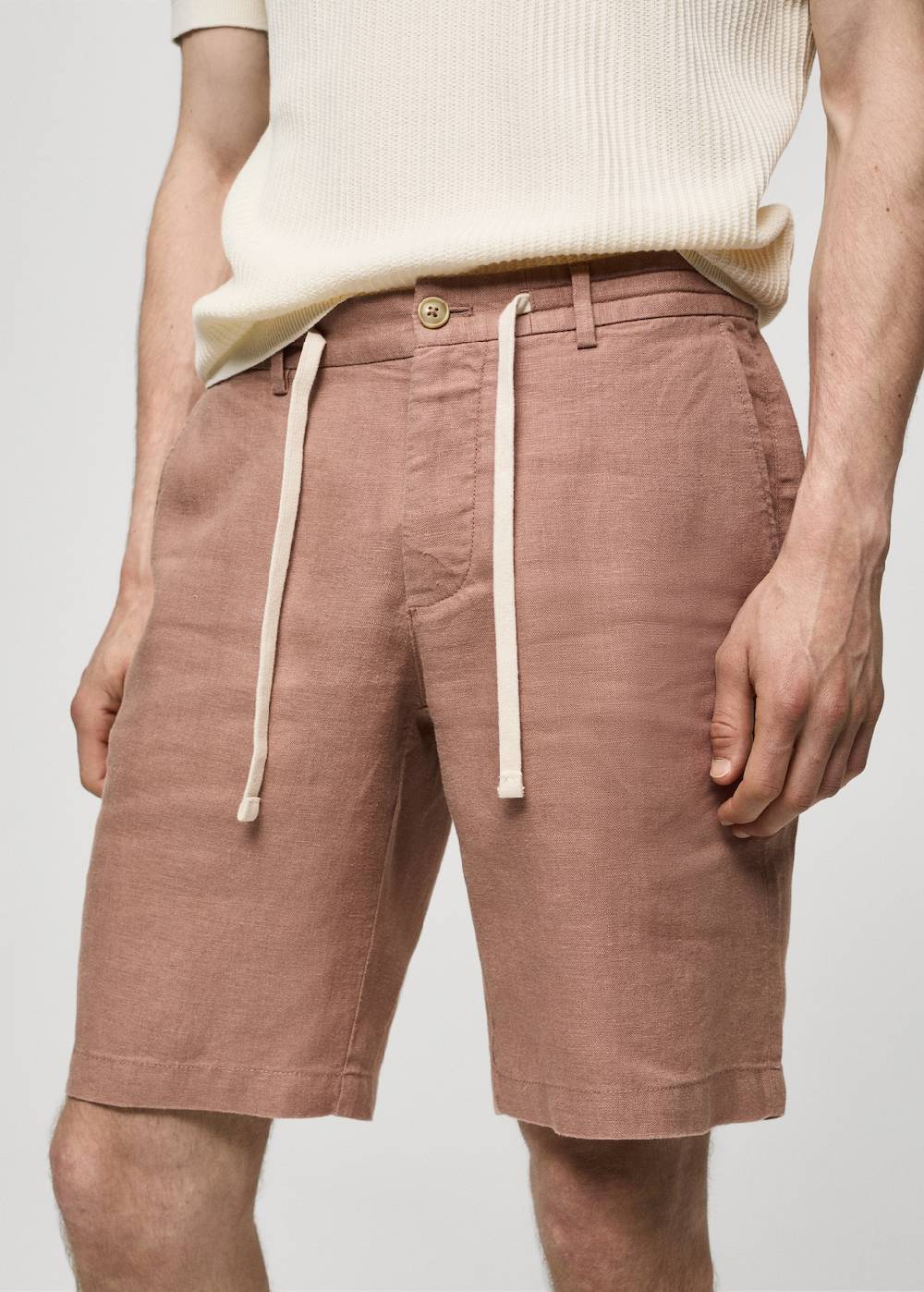 Mango Bermudashorts aus 100 % Leinen mit Kordel Räumungsverkauf