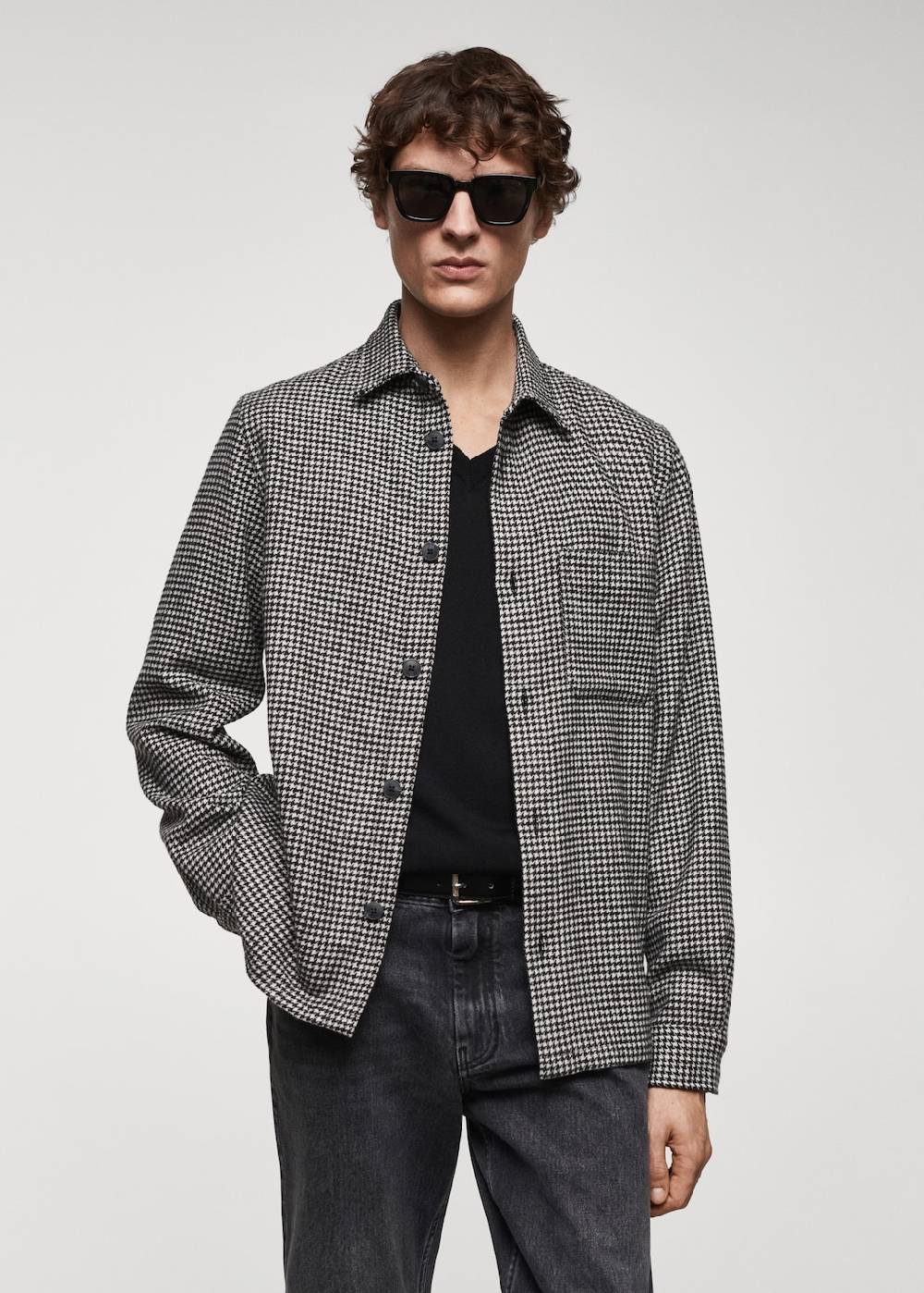 Mango Overshirt mit Hahnentrittmuster