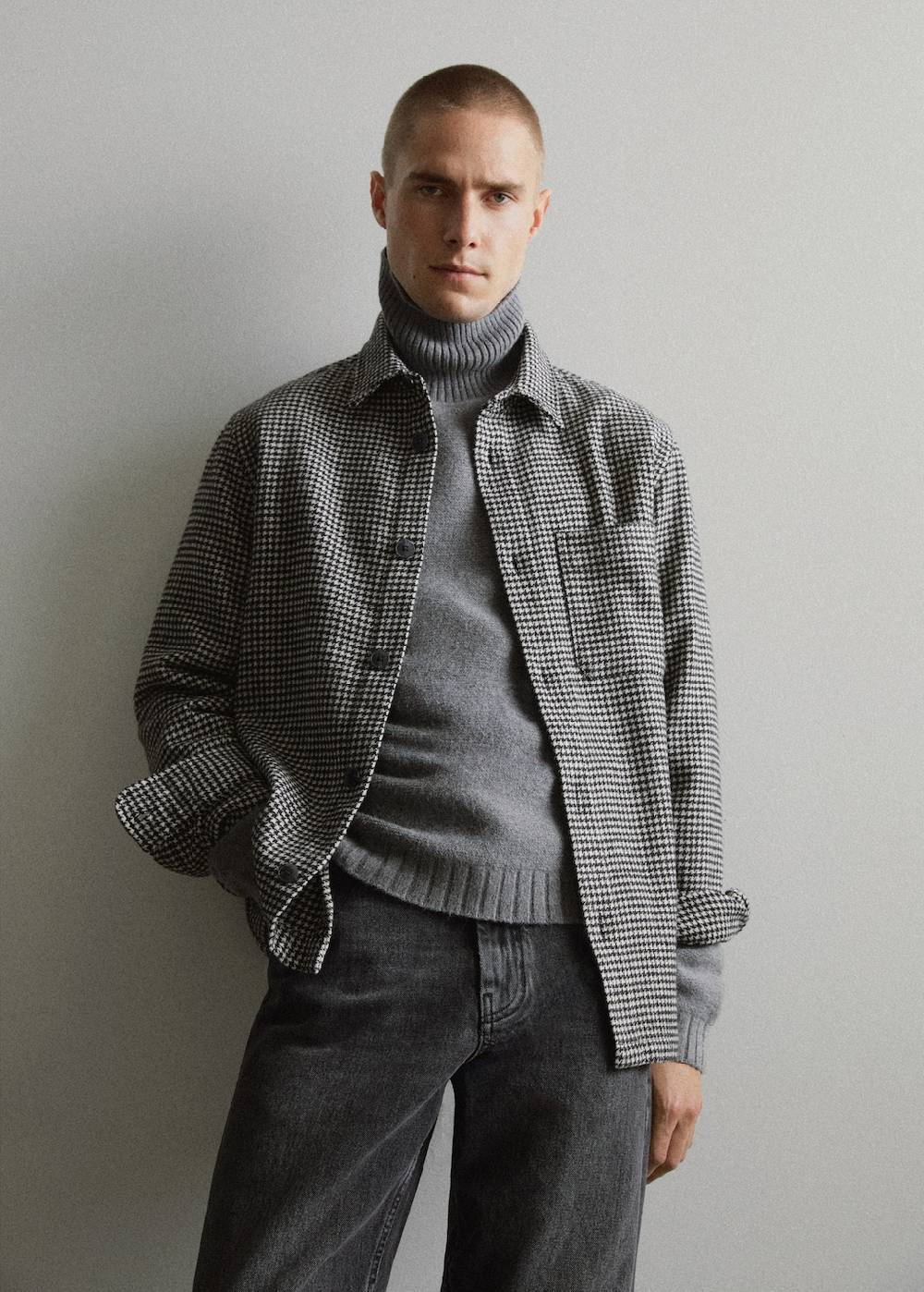 Mango Overshirt mit Hahnentrittmuster Letzter Tag