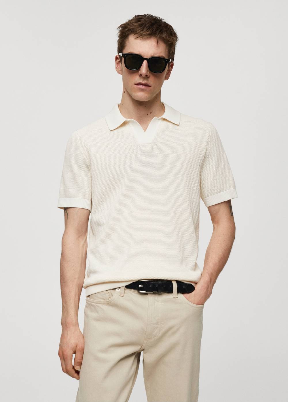 Mango Strukturiertes Strick-Poloshirt