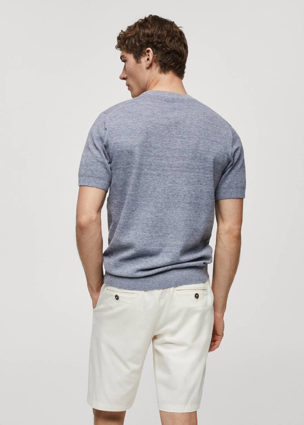 Mango Strukturiertes Strick-T-Shirt aus Baumwolle im Angebot