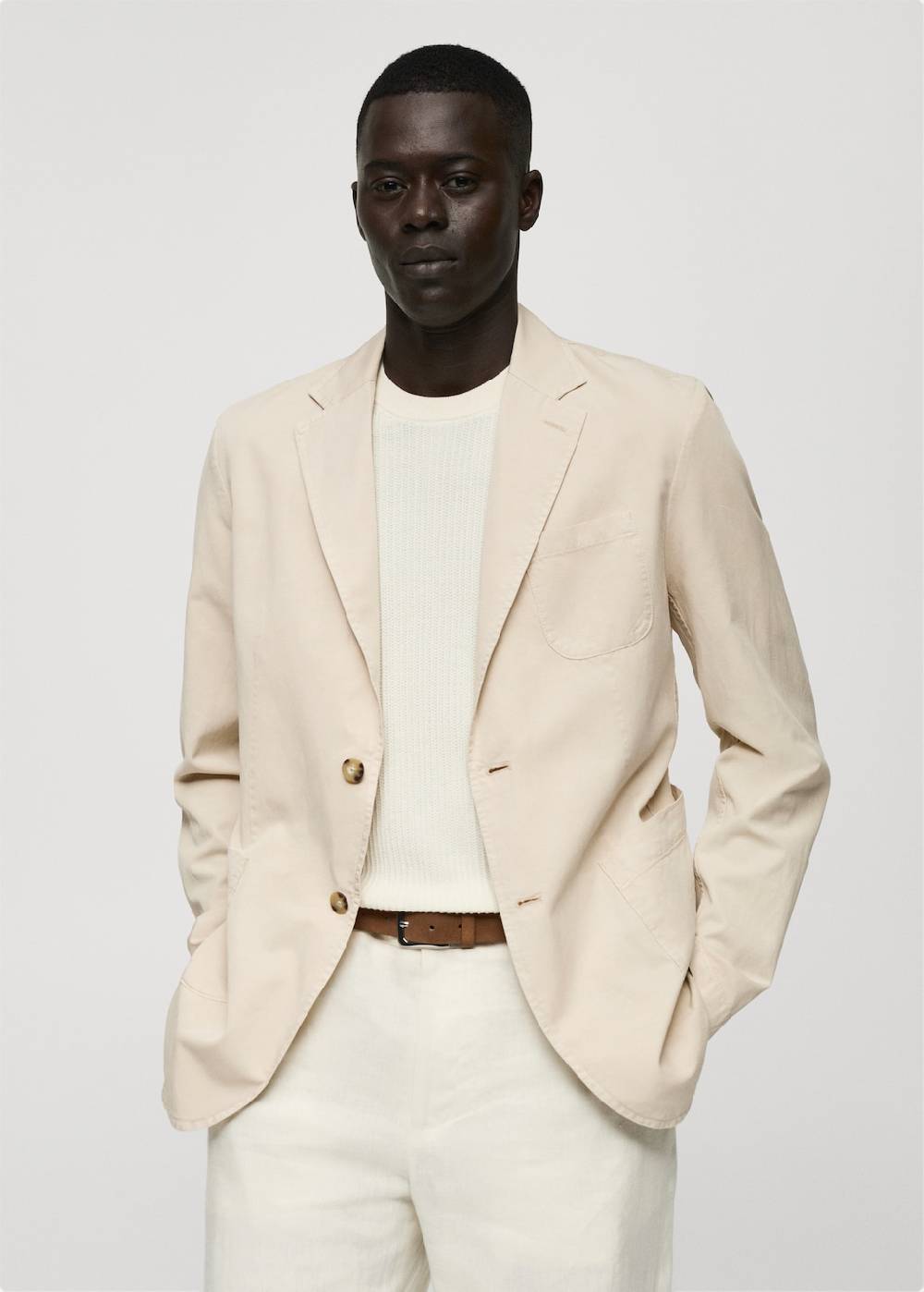Mango Slim Fit Blazer aus Leinen mit Baumwolle Fabrikverkauf