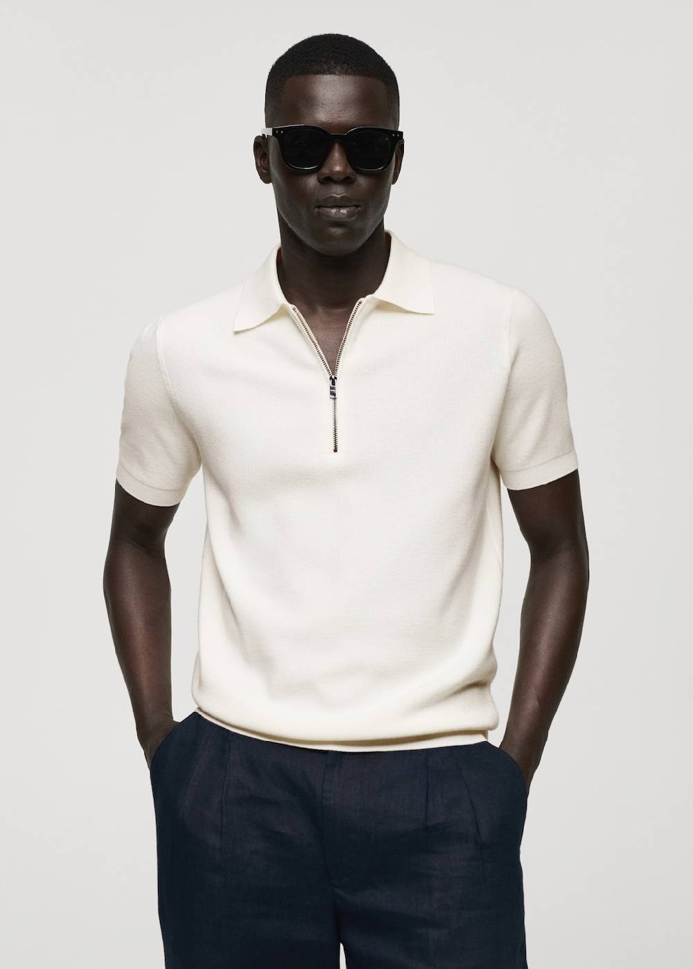 Mango Strick-Poloshirt mit Reißverschluss