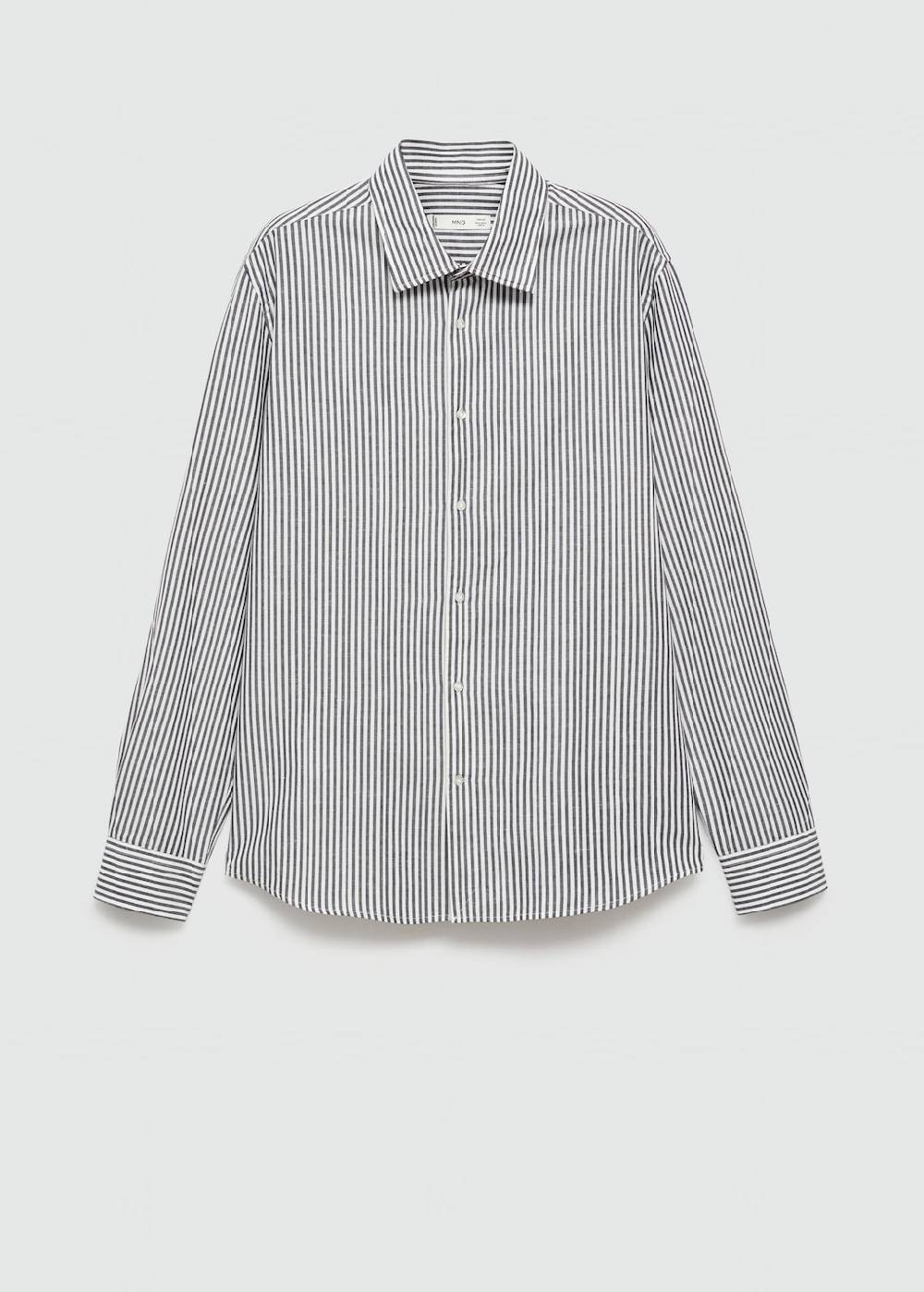Mango Gestreiftes Regular-Fit-Hemd aus Leinen mit Baumwolle Jubiläumsangebot