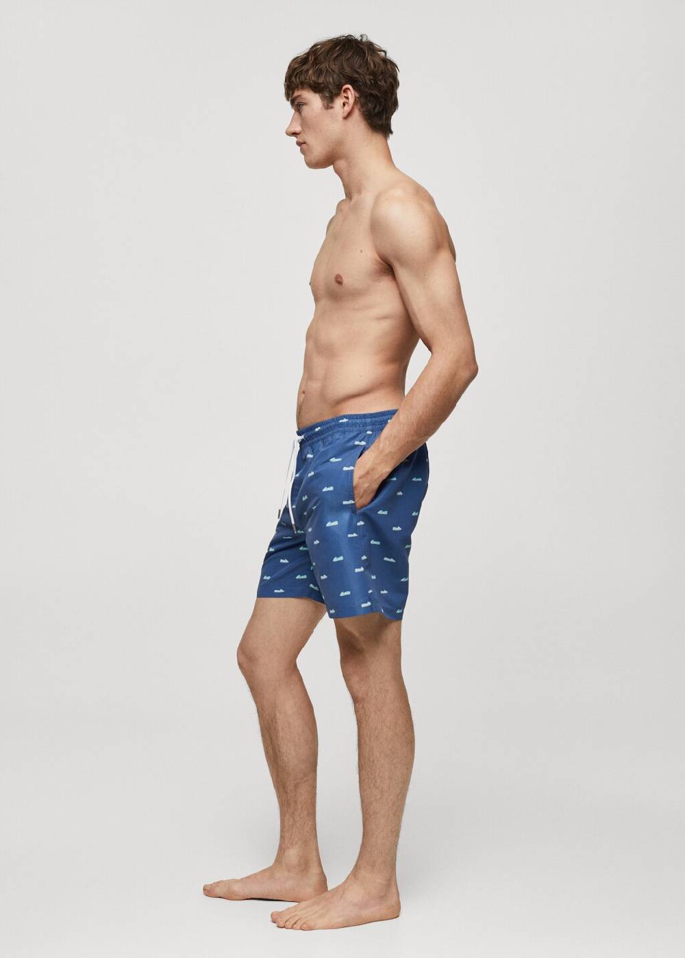 Mango Badeshorts mit Kordelzug und Espadrilles-Motiv Heißer Verkauf