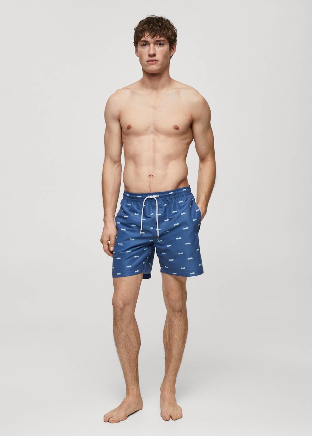 Mango Badeshorts mit Kordelzug und Espadrilles-Motiv Heißer Verkauf