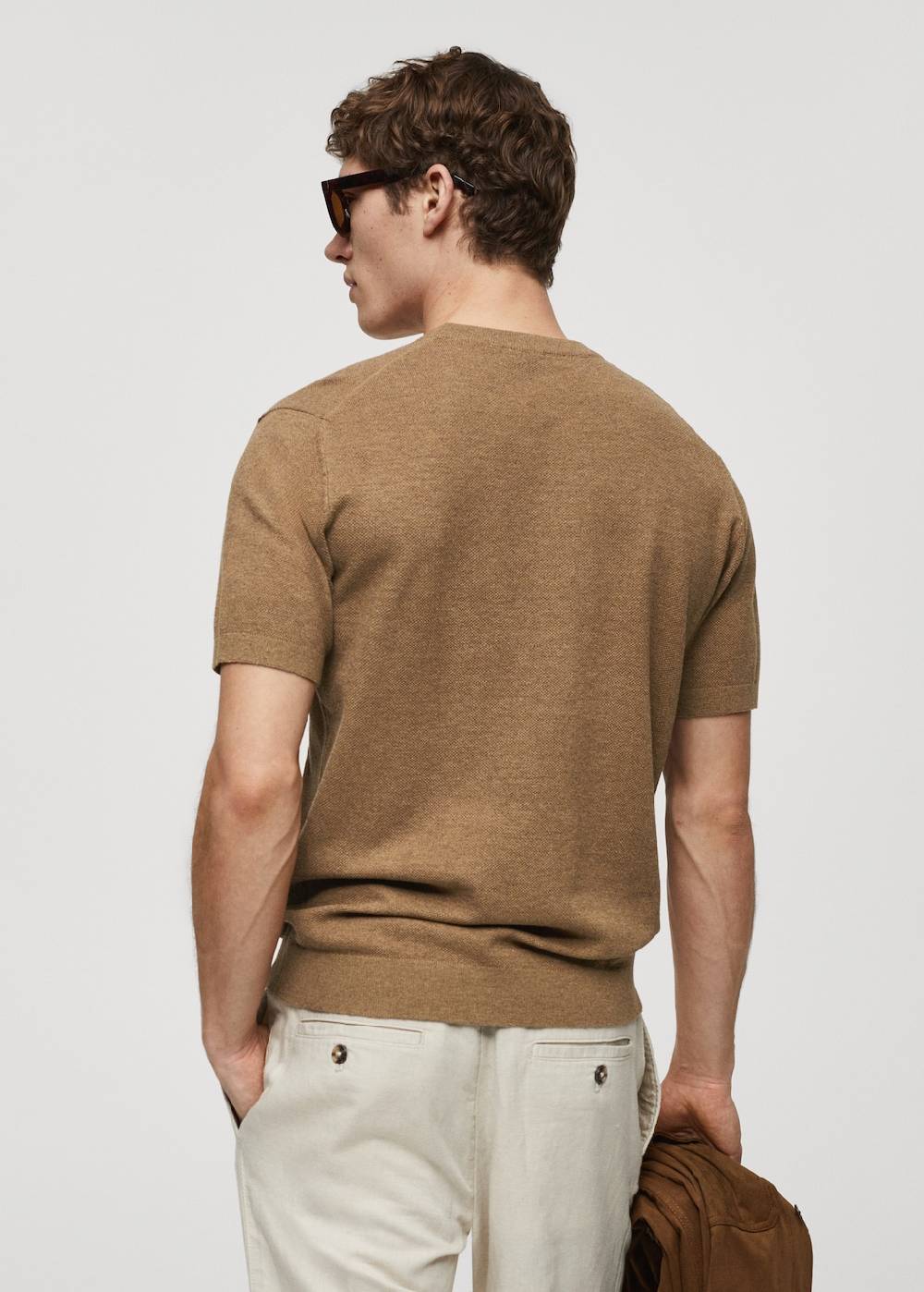 Mango Strukturiertes Strick-T-Shirt aus Baumwolle Sonderangebote