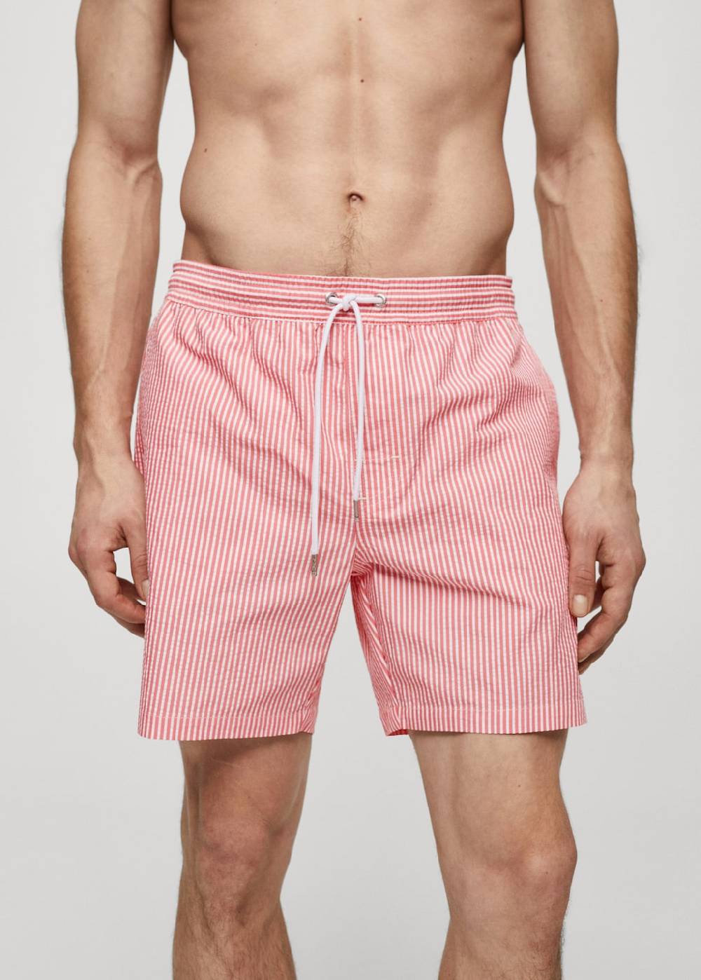 Mango Gestreifte Seersucker-Badeshorts mit Kordelzug JETZT KAUFEN
