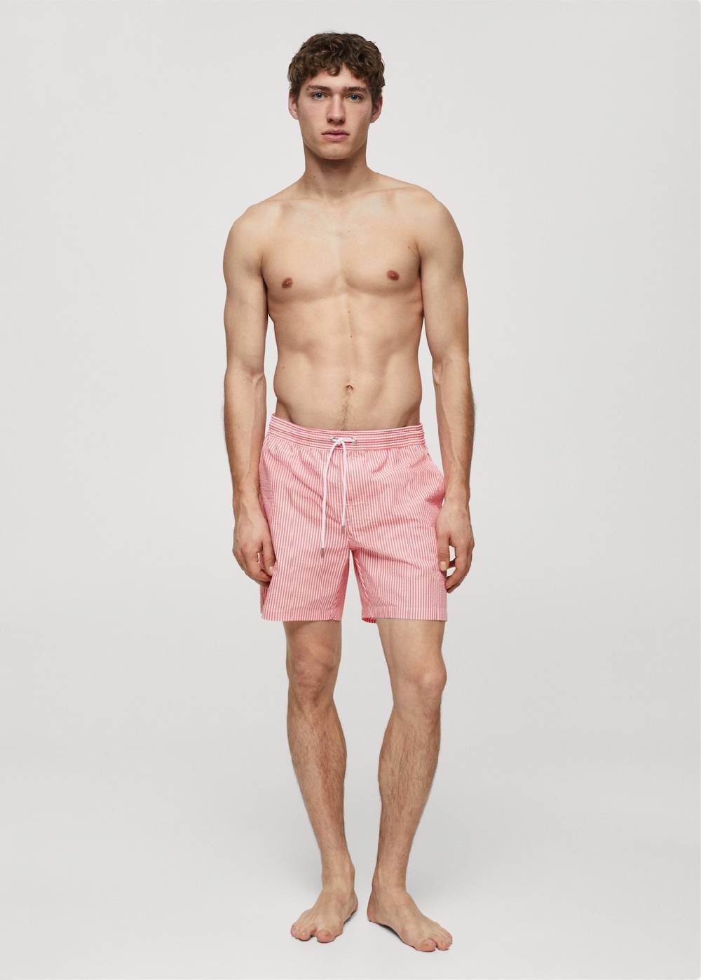 Mango Gestreifte Seersucker-Badeshorts mit Kordelzug JETZT KAUFEN