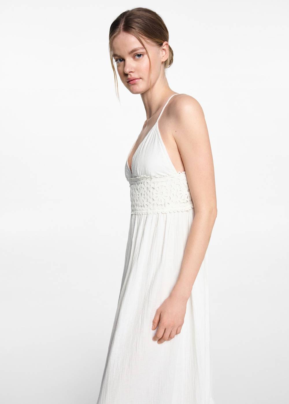 Mango Maxi-Kleid mit besticktem Volant Clearance-Verkauf