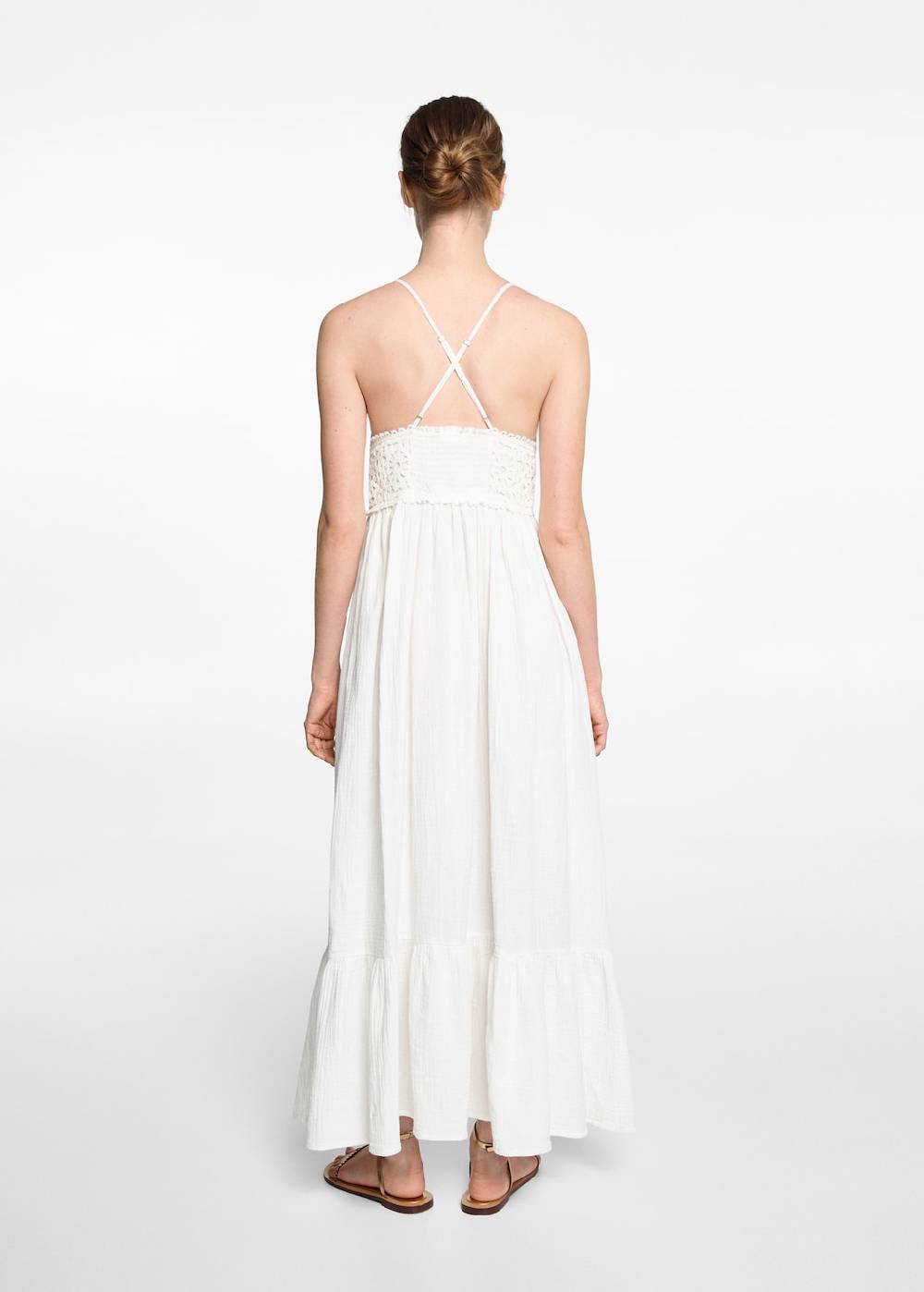 Mango Maxi-Kleid mit besticktem Volant Clearance-Verkauf