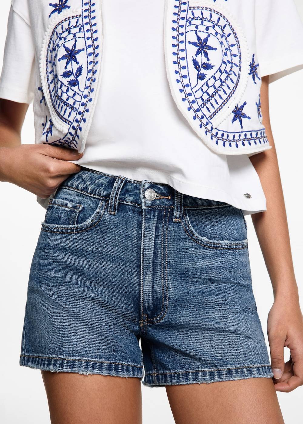 Mango Gerade Jeans-Shorts Kostenloser Versand international