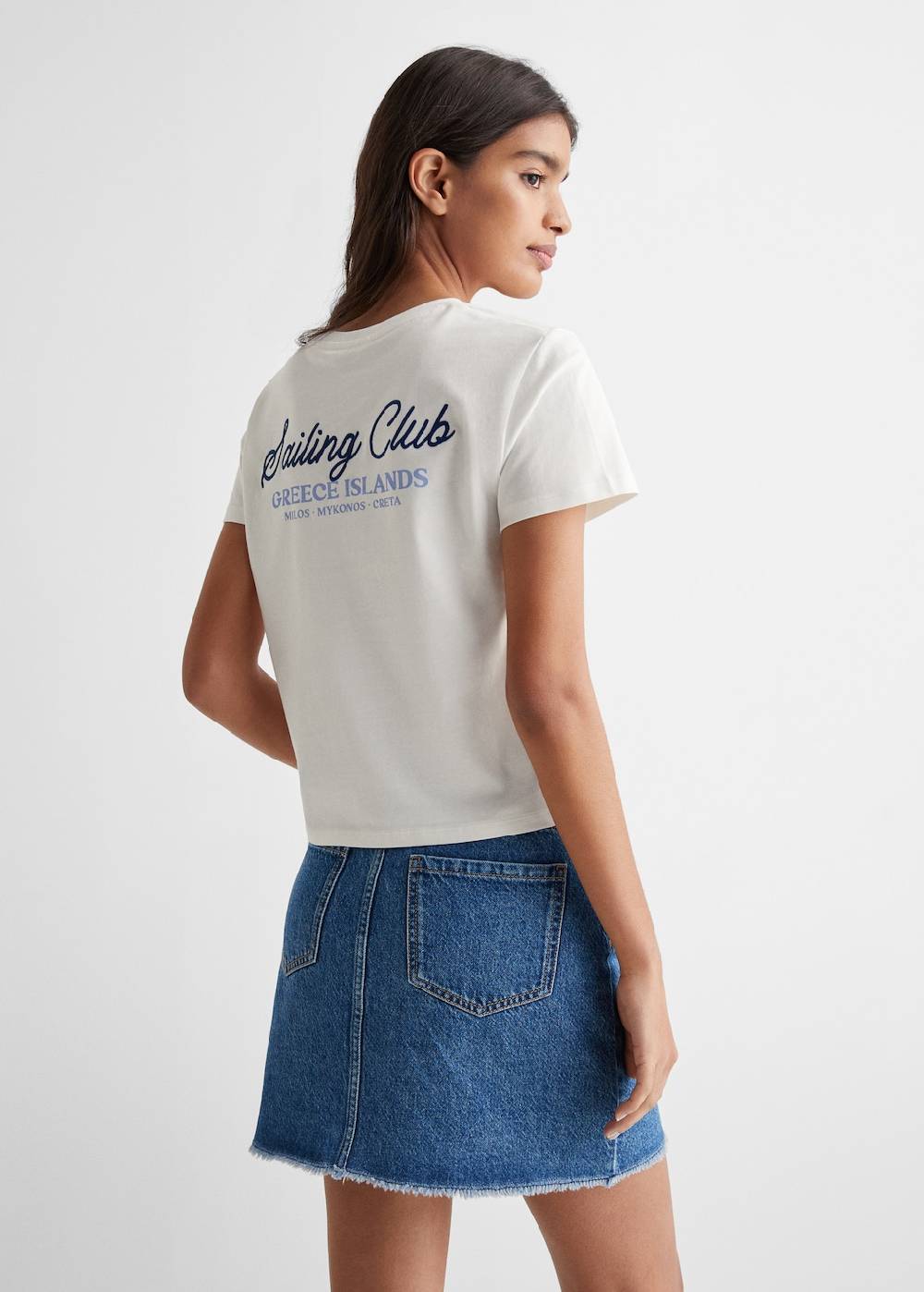 Mango T-Shirt mit gestickter Aufschrift Flash Sale